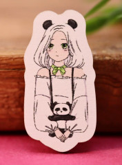 Значок ECO из дерева Аниме «Perfect panda girl» - Фото 3