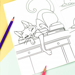 Раскраска с наклейками «Коты» - Фото 5