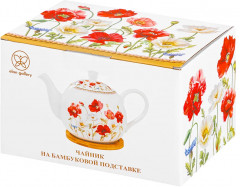 Чайник заварочный на бамбуковой подставке «Маки» - Фото 7