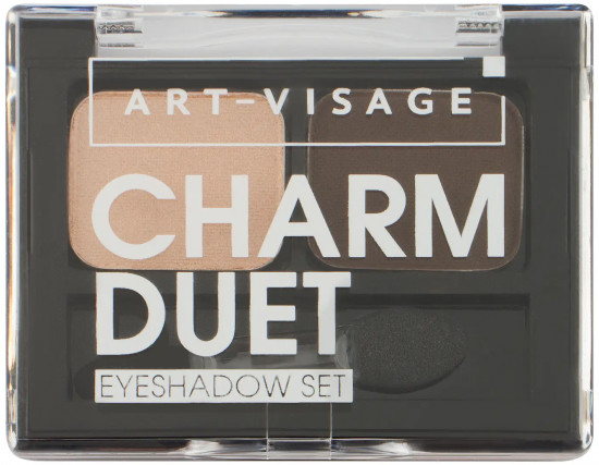 Тени для век двойные «Charm duet», 02 Жемчужное золото/темный шоколад