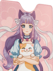 Обложка для проездного и пропуска «Девочка-аниме и котик» - Фото 3