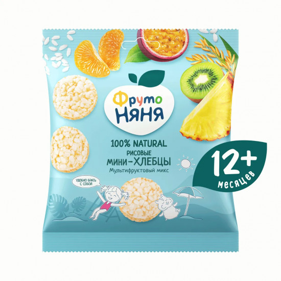 Хлебцы-мини рисовые с яблоком и мультифруктовым соком «Мультифруктовый микс»