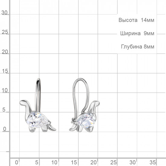 Серьги из серебра с фианитами