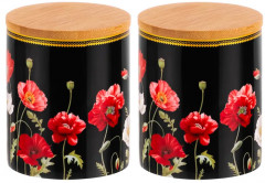 Набор банок для хранения с крышками «Маки на черном» - Фото 1