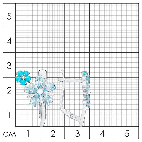 Серьги из серебра с бирюзой и топазом
