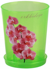 Горшок для орхидеи (3,5 л), с поддоном, цвет зеленый - Фото 1
