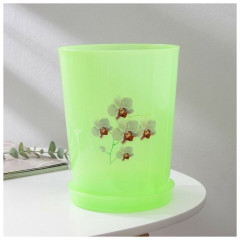 Горшок для орхидеи (3,5 л), с поддоном, цвет зеленый - Фото 2