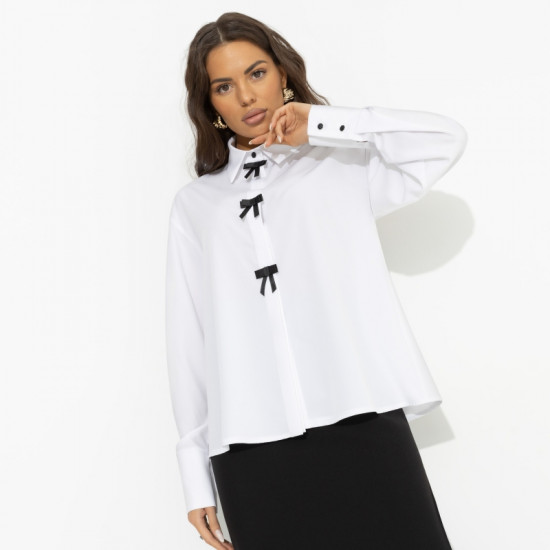 Рубашка женская с контрастным декором Стильный вайб (white)