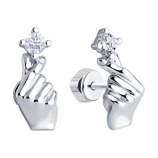 Серьги из серебра с фианитами