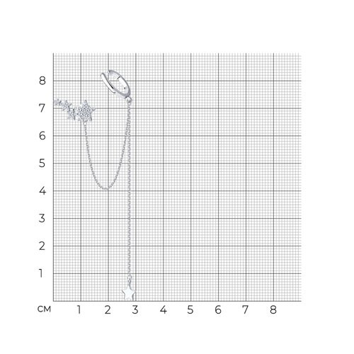 Серьга из серебра с фианитами