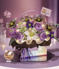 Конструктор с подсветкой «Букет в коробке сиреневый» - Фото 4