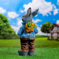 Фигура садовая «Зайка с морковкой и рюкзаком» - Фото 2