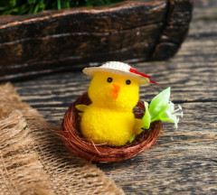 Набор фигурок «Цыпа в шляпке в гнезде с цветочками» - Фото 1