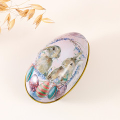 Шкатулка-яйцо «Два пасхальных зайчика» - Фото 1