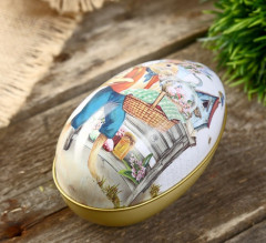 Шкатулка-яйцо «Заяц с корзиной» - Фото 1