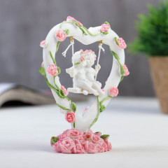 Фигурка сувенирная «Два ангелочка на качелях в сердце» - Фото 1