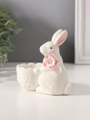Сувенир «Белый кролик с цветочком» - Фото 1