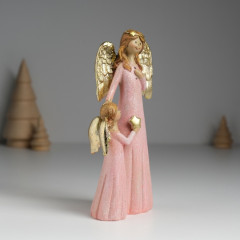 Фигурка сувенирная «Ангел с ангелочком в розовых платьях» - Фото 1