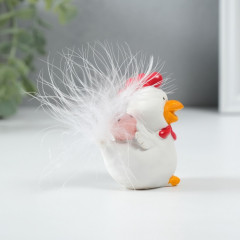 Фигурка сувенирная «Петушок белый с розовым яйцом» - Фото 1