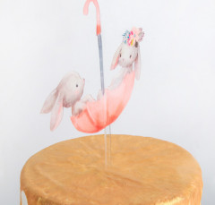 Топпер для торта «Кролики в зонтике» - Фото 1