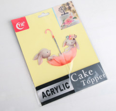 Топпер для торта «Кролики в зонтике» - Фото 2