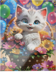 Аппликация пайетками 3D «Котик в корзинке» - Фото 3