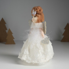 Кукла интерьерная текстильная «Ангелочек в белом цветочном платье» - Фото 1