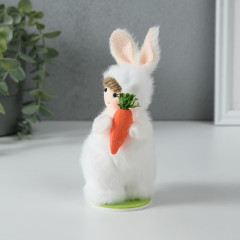 Кукла интерьерная текстильная «Малыш в костюме зайчика с морковкой» - Фото 1