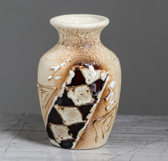 Ваза форма «Бочка» малая, лепка. Цветы - Фото 1