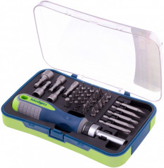 Отвертка реверсивная с набором бит и торцевых головок (35 шт.) - Фото 1