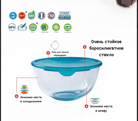 Набор мисок стелкянных с крышками «Треугольник»