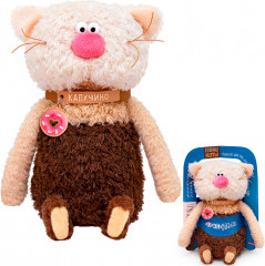 Игрушка мягкая с чокером-браслетом «Кот Капучино. Валентинки» - Фото 1