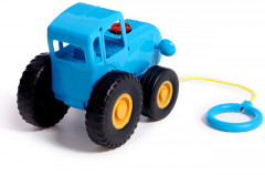 Каталка детская на верёвке музыкальная «Синий трактор» - Фото 4