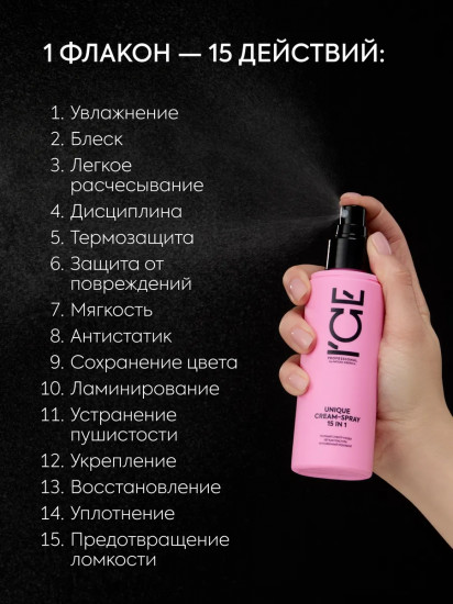 Многофункциональный крем-спрей для волос 15 в 1 «Unique Hair Spray 15 in 1»