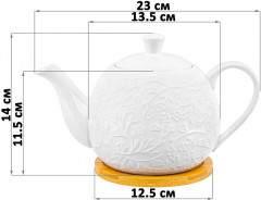 Чайник заварочный на бамбуковой подставке «Веточки-цветочки» - Фото 1