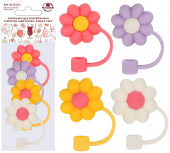 Набор колпачков для коктейльных трубочек «Цветочки» - Фото 2