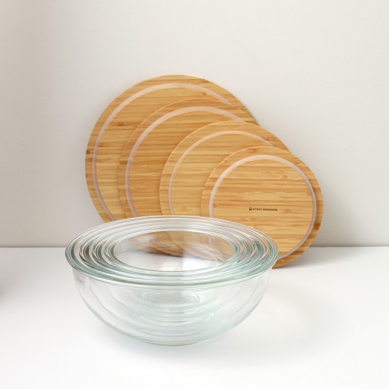 Набор стеклянных мисок с крышками из бамбука «Eco Store»