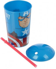 Стакан с соломинкой и крышкой «Капитан Америка» - Фото 1