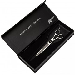 Ножницы для груминга филировочные с большим черным винтом 7" 56T «Silk Slice» - Фото 4