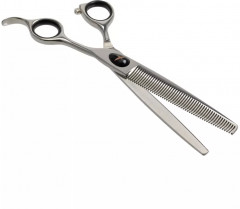 Ножницы для груминга филировочные с большим черным винтом типа Prime 7" 50T «Silk Slice» - Фото 1