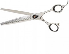 Ножницы для груминга филировочные с большим черным винтом типа Prime 7" 50T «Silk Slice» - Фото 3