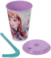 Стакан с соломинкой и крышкой «Холодное сердце» - Фото 1