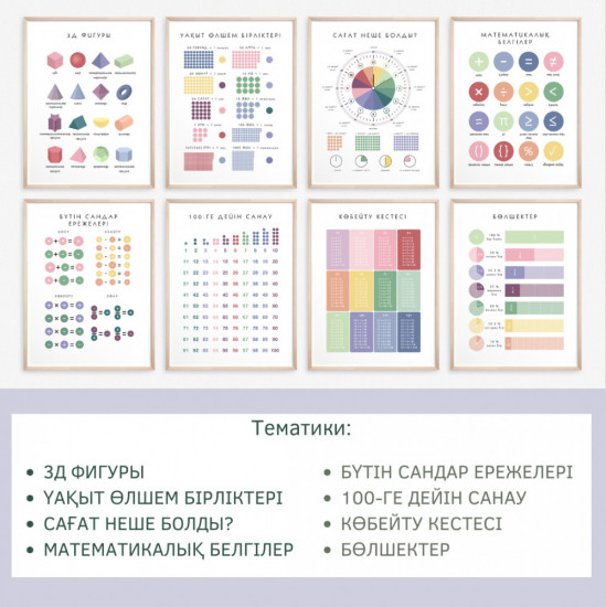 Обучающие постеры по математике для детей на казахском языке