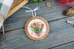 Набор для вышивания на деревянной основе «Букет тюльпанов» - Фото 1