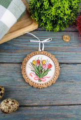 Набор для вышивания на деревянной основе «Букет тюльпанов» - Фото 2