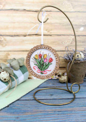 Набор для вышивания на деревянной основе «Букет тюльпанов» - Фото 3