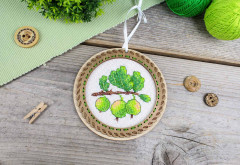 Набор для вышивания на деревянной основе «Дачные ягоды. Крыжовник» - Фото 2