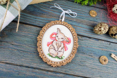 Набор для вышивания на деревянной основе «Зайчонок с бантом» - Фото 1