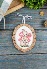 Набор для вышивания на деревянной основе «Зайчонок с бантом» - Фото 2