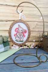 Набор для вышивания на деревянной основе «Зайчонок с бантом» - Фото 3